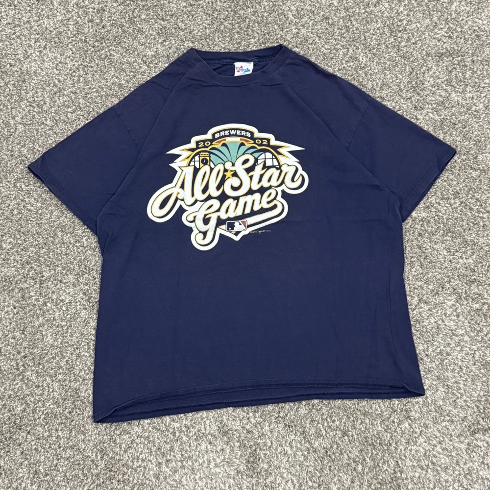 VTG Majestic 2002 MLB All Star Game Milwaukee Brewers T-Shirt Mens XL Retro